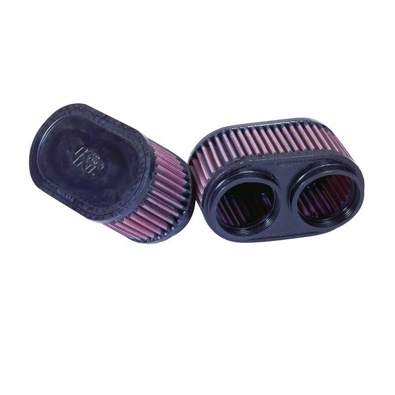 K&N, Luftfilter Universal Oval 60mm Doppelflansch, 159mm x 95mm, 76mm Höhe (Satz 2 Stück) (RU-2922), Rot