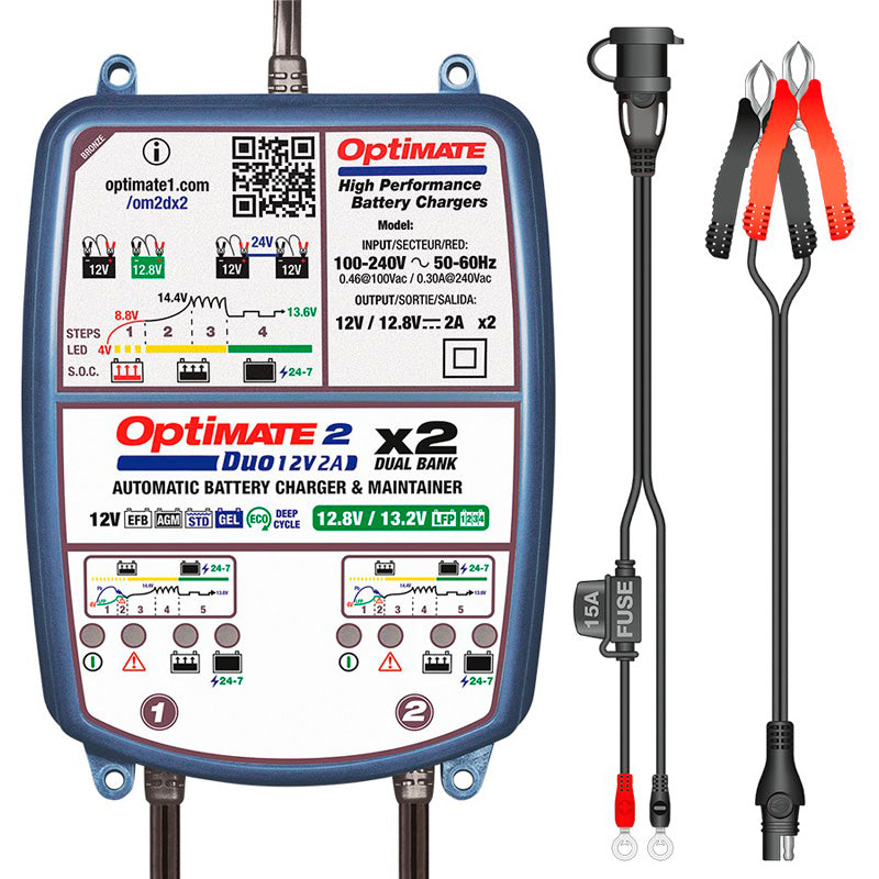 OptiMate, Batterioplader, 2x2 Bank, 12V/12,8V, 2A