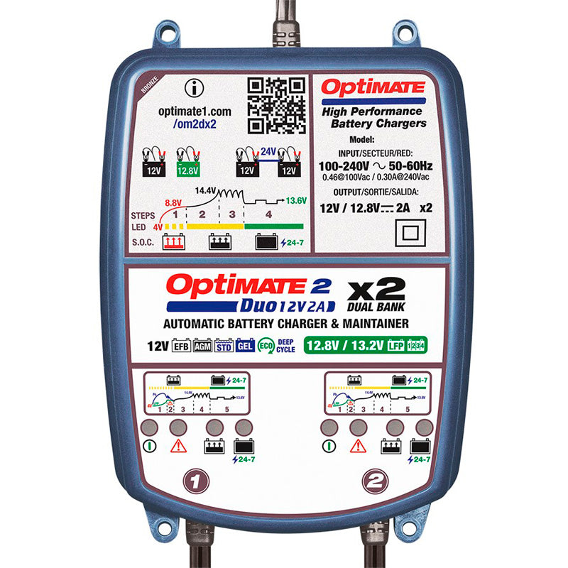 OptiMate, Batterioplader, 2x2 Bank, 12V/12,8V, 2A