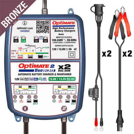 OptiMate, Batterioplader, 2x2 Bank, 12V/12,8V, 2A