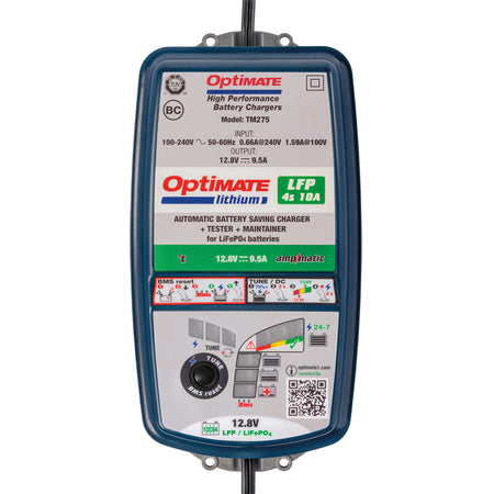 OptiMate, Batterioplader, Lithium 4s 10-Amp, passer til 12.8V/13.2V LiFePO4/LFP batterier