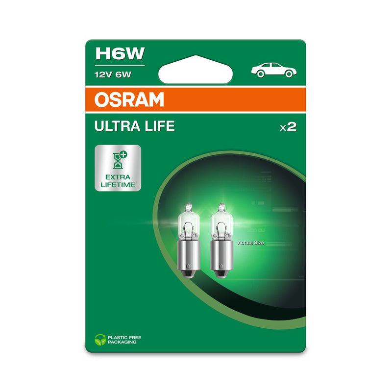 Osram Ultra Life Halogen bulbs - BAX9S (H6W) - 12V/6W - set of 2 pieces