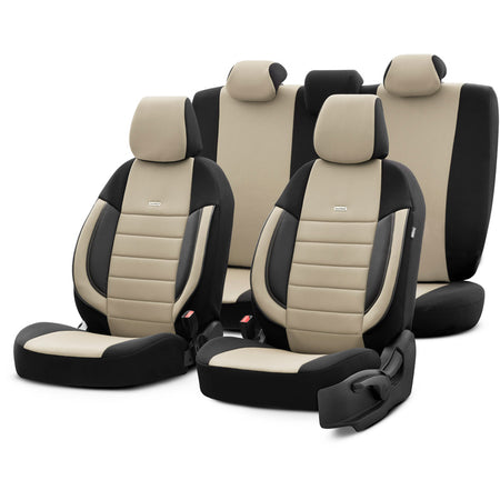 otoM, Sædeovertræk, Sort/Beige 'SelectedFit Pro', 11 styk, egnet til Side-Airbags