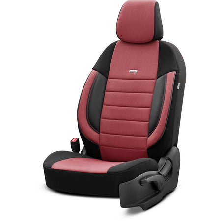 otoM, Sædeovertræk, 'SelectedFit Pro' Sort/Maroon, 11-dele, passer til Side-Airbags