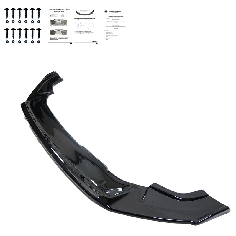 OneWay, Frontspoiler, Glanssort, Passer til Volkswagen Golf VII (7.5) HB/Variant R 2017-2020, Version 2