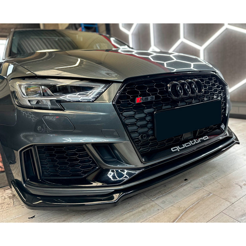 OneWay, Frontspoiler, Glossy Sort, Passer til Audi RS3 8V Sedan/Sportback Facelift (2017-2020)