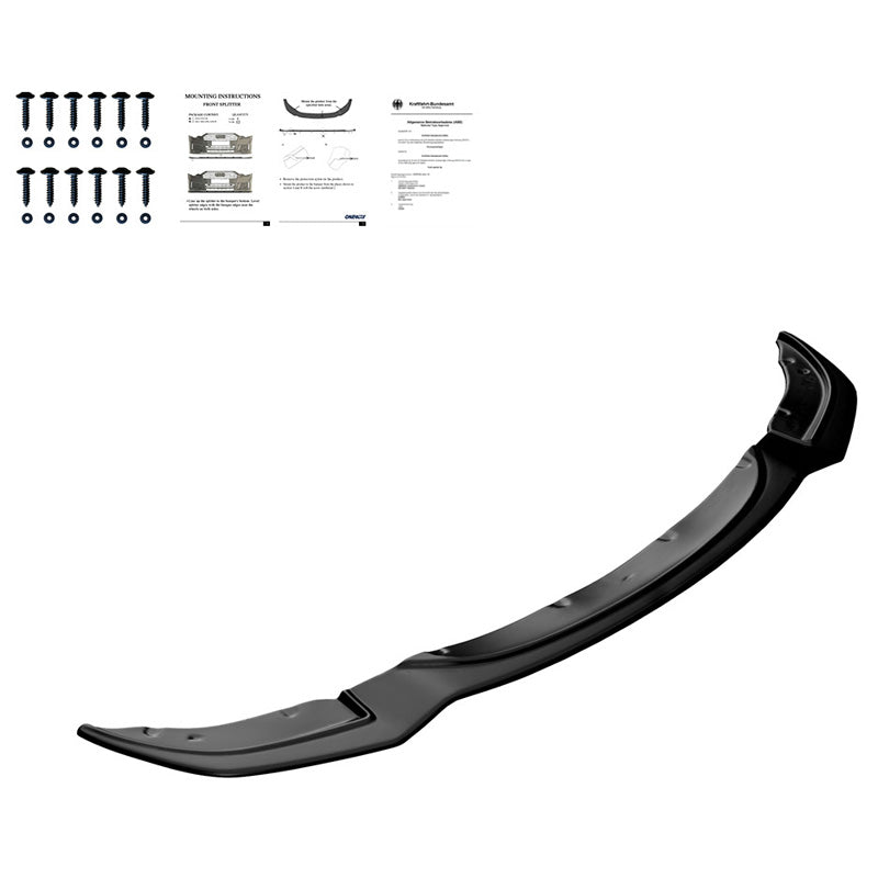 OneWay, Frontspoiler, Glossy sort, Passer til BMW 5-Series F10/F11 M-Pack 2011-2016, Version 2