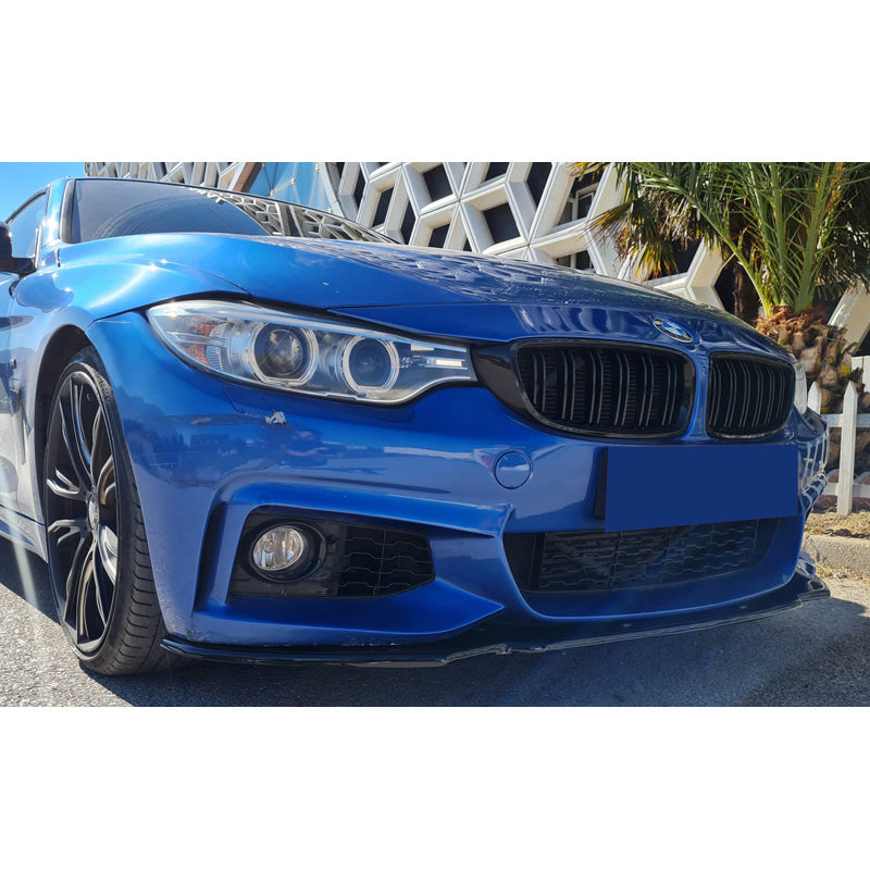 OneWay, Frontspoiler, Glansfuld sort, Passer til BMW 4-Series F32/F33/F36 M-Pack (2013-2019), Version 2