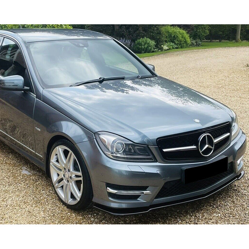 OneWay, Frontspoiler, Glossy sort, Passer til Mercedes C-Class W204 AMG-Line Facelift 2011-2014