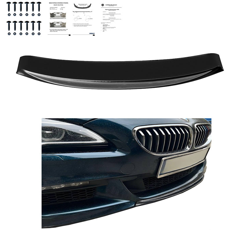 OneWay, Frontspoiler, Glossy sort, Passer til BMW 6-Series F06/F12/F13 Facelift M-Pack (2013-2018), Version 2