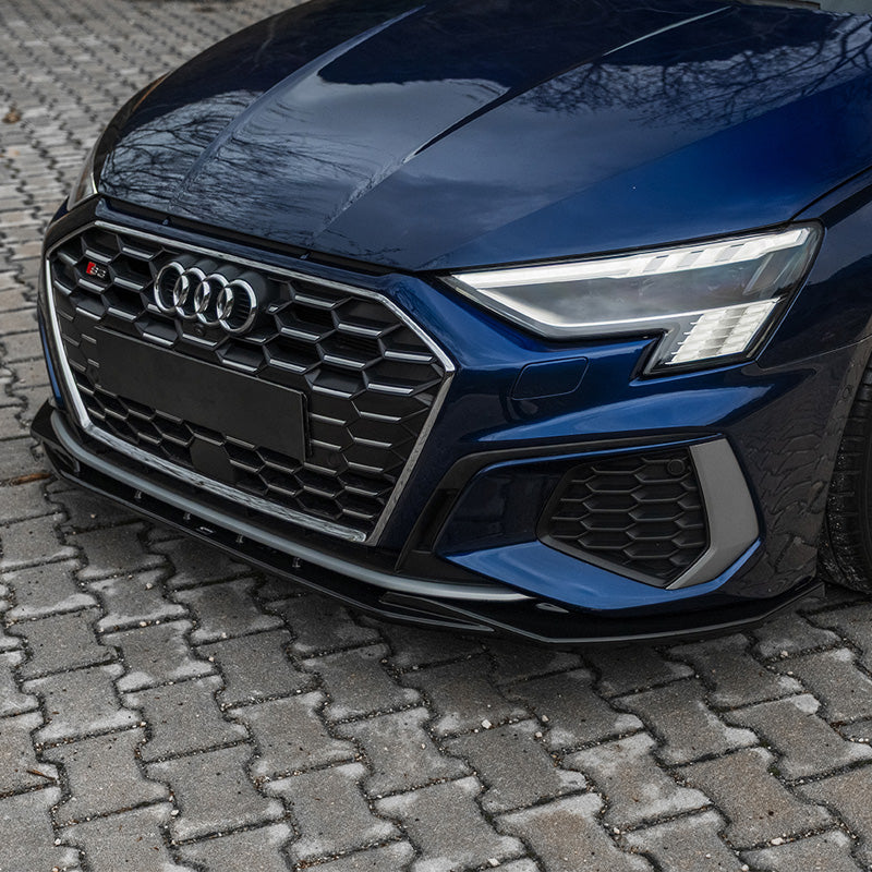 OneWay, Frontspoiler, Glanssort, Passer til Audi A3 S-Line/S3 8Y (2020-), 'Sporty Design'