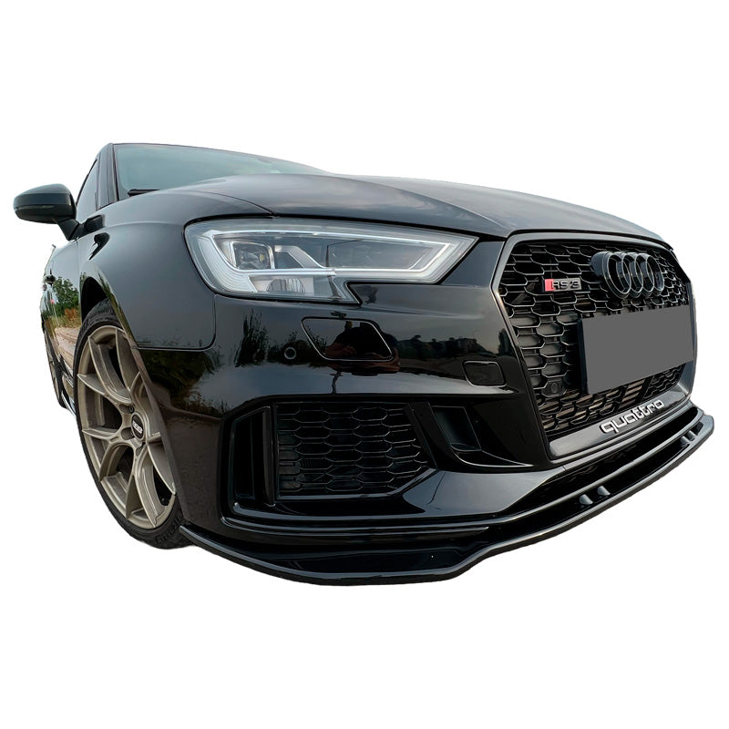 OneWay, Frontspoiler, Blank sort, Passer til Audi RS3 8V Sedan/Sportback Facelift 2017-2020, Version 3