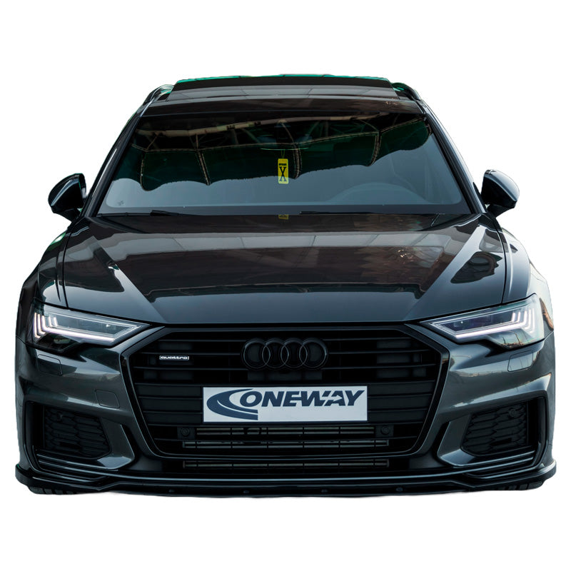 OneWay, Frontspoiler, Glossy sort, Passer til Audi A6 S-Line/S6 C8 (Sedan/Avant) 2018-, Version 2