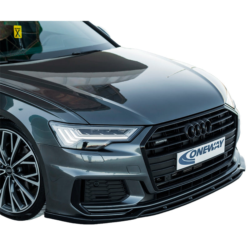 OneWay, Frontspoiler, Blank Sort, Passer til Audi A6 S-Line/S6 C8 (Sedan/Avant) 2018-, 'Version 3'