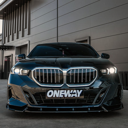 OneWay, Frontspoiler, Blank sort, passer til BMW 5-Series G60/G61 Sedan/Touring M-Pack (2023-) inkl. i5