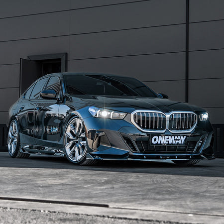 OneWay, Frontspoiler, Blank sort, passer til BMW 5-Series G60/G61 Sedan/Touring M-Pack (2023-) inkl. i5