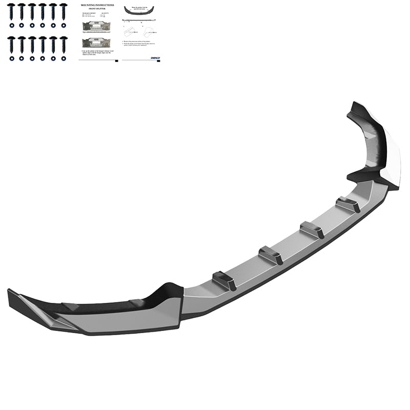 OneWay, Frontspoiler, Blank sort, passer til BMW 5-Series G60/G61 Sedan/Touring M-Pack (2023-) inkl. i5