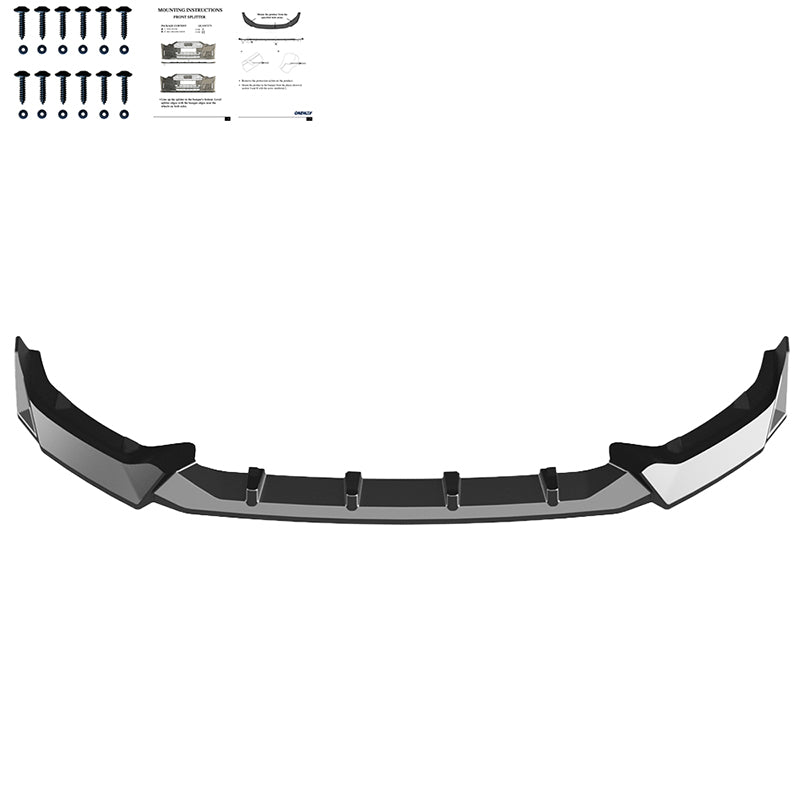 OneWay, Frontspoiler, Blank sort, passer til BMW 5-Series G60/G61 Sedan/Touring M-Pack (2023-) inkl. i5