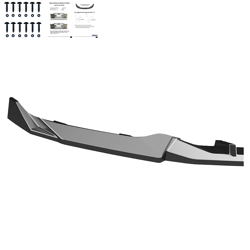 OneWay, Frontspoiler, Blank sort, passer til BMW 5-Series G60/G61 Sedan/Touring M-Pack (2023-) inkl. i5