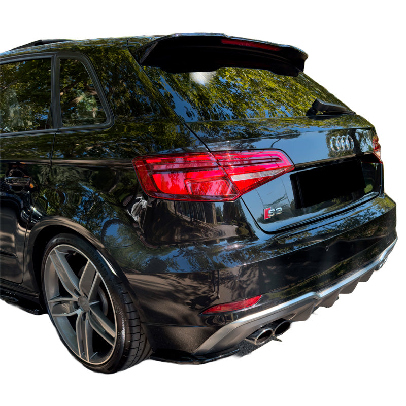 OneWay, Bagkofanger splitters, Glossy sort, Passer til Audi S3 Sportback 8V Facelift 2016-2020, 2 stk. sæt