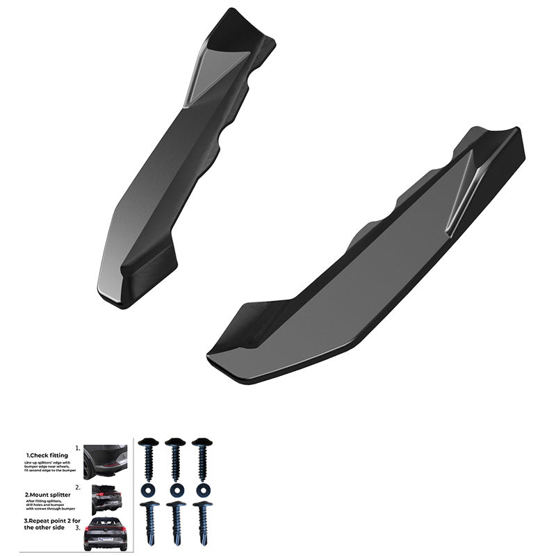 OneWay, Bagkofanger side splittere, Højglans sort, Passer til BMW X1 F48 M-Pack 2015-2019, 2-delt sæt