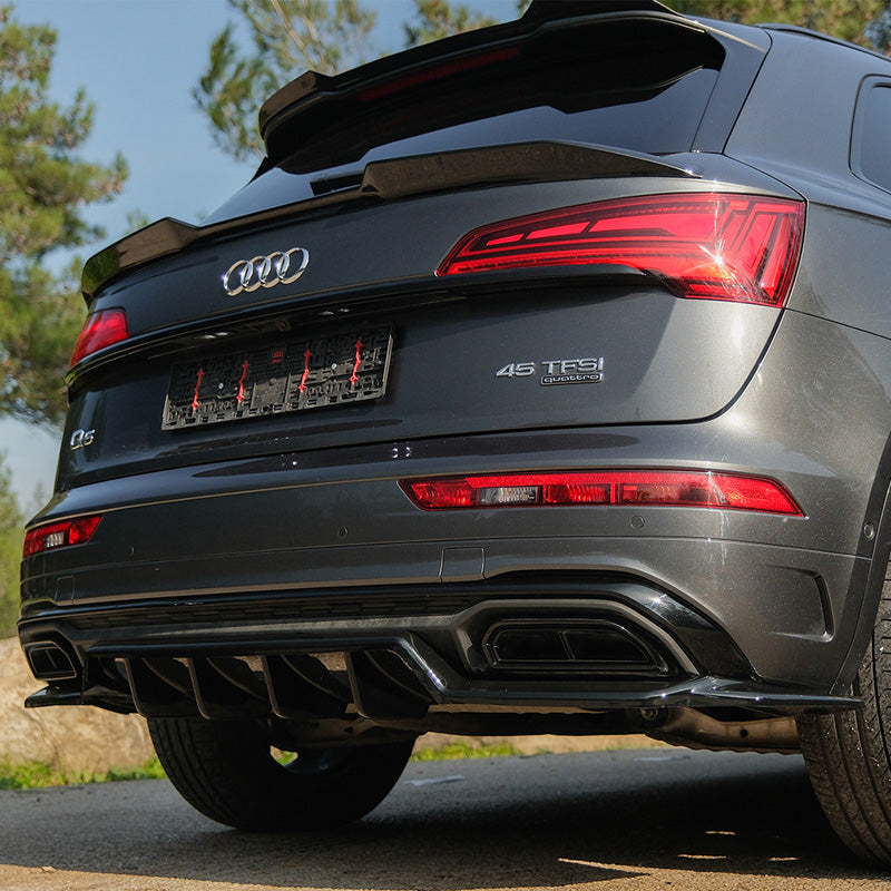 OneWay, Bagkofanger Skirt, Højglans Sort, Passer til Audi Q5 (FY) S-Line Facelift 2020-2024