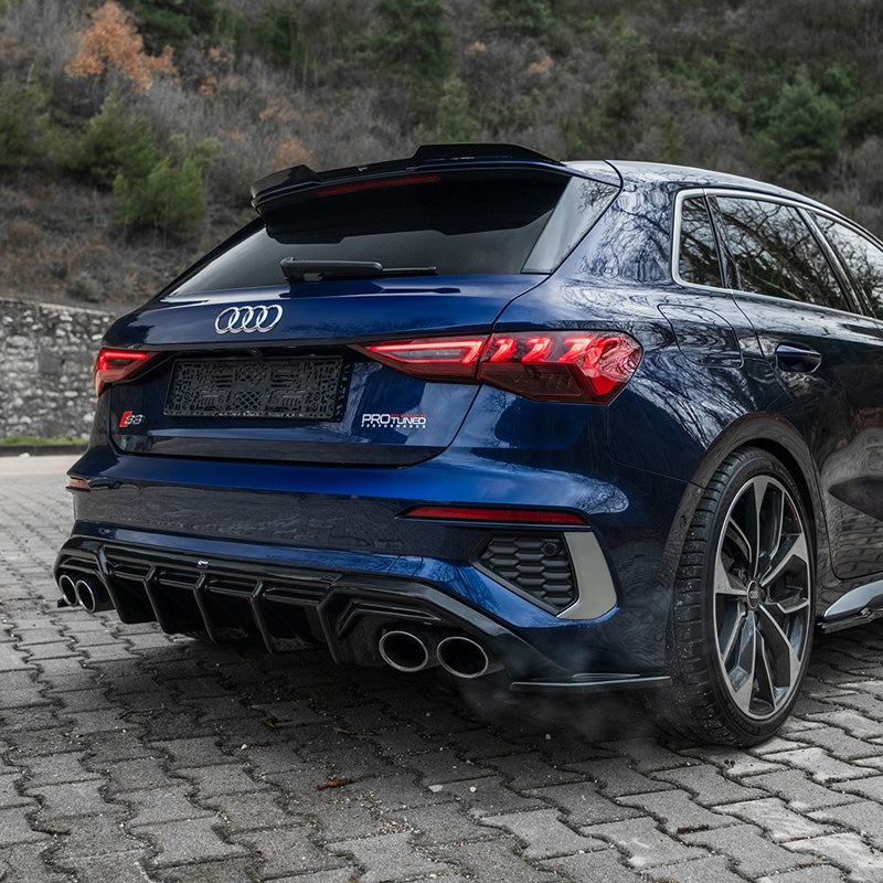 OneWay, Bagkofanger Splitters, Glans Sort, Passer til Audi A3 8Y Sportback S3/S-Line 2020-2024