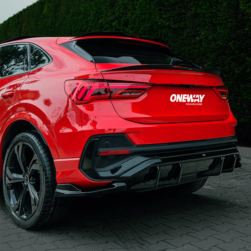 OneWay, Bageste sidesplittere, Højglans sort, passer til Audi Q3 (F3N) Sportback S-Line (2019-2025) excl. RSQ3