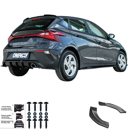 OneWay, Underlæbe, Blank sort, passer til Hyundai i20 III (BC3) Facelift (2023-)