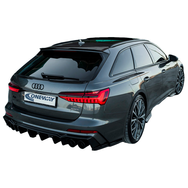 OneWay, Bagkofanger diffuser, Glanssort, Passer til Audi A6 S-Line/S6 C8 (Sedan/Avant) 2018-, 'Sporty'