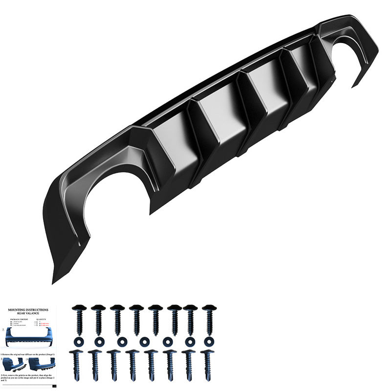 OneWay, Bagkofanger diffusor, Glossy sort, Passer til Audi RS3 8V Sportback (2015-2016)