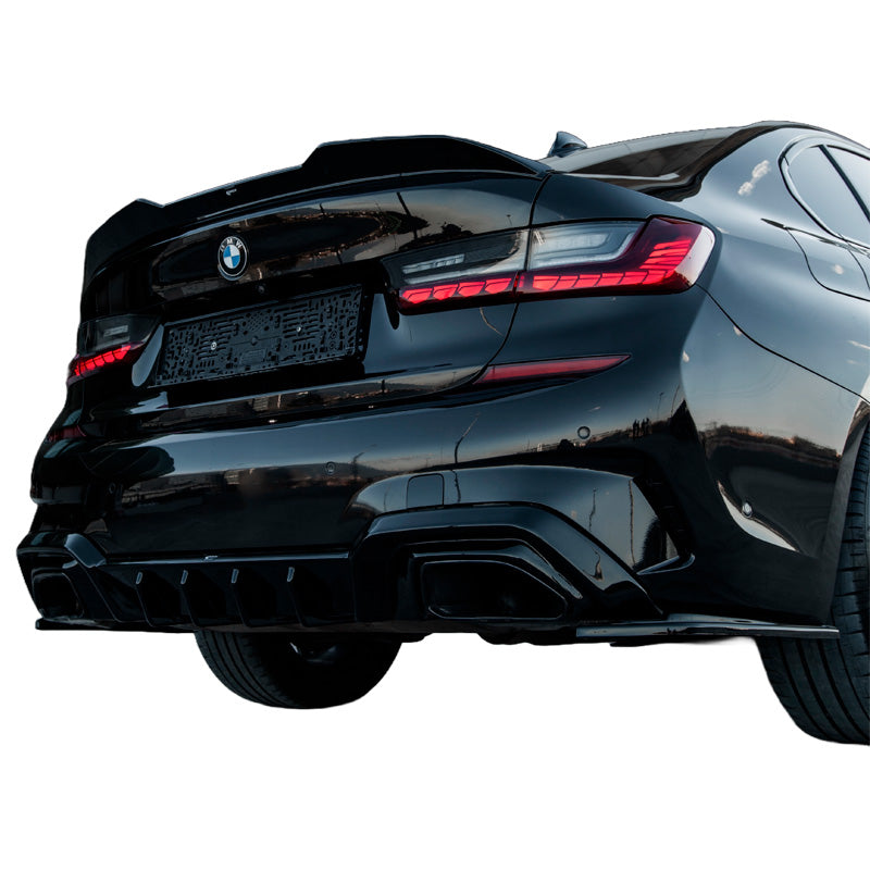 OneWay, Bagkofanger diffusor, Blank sort, Passer til BMW 3-Series G20/G21 M-Pack (2018-2022)