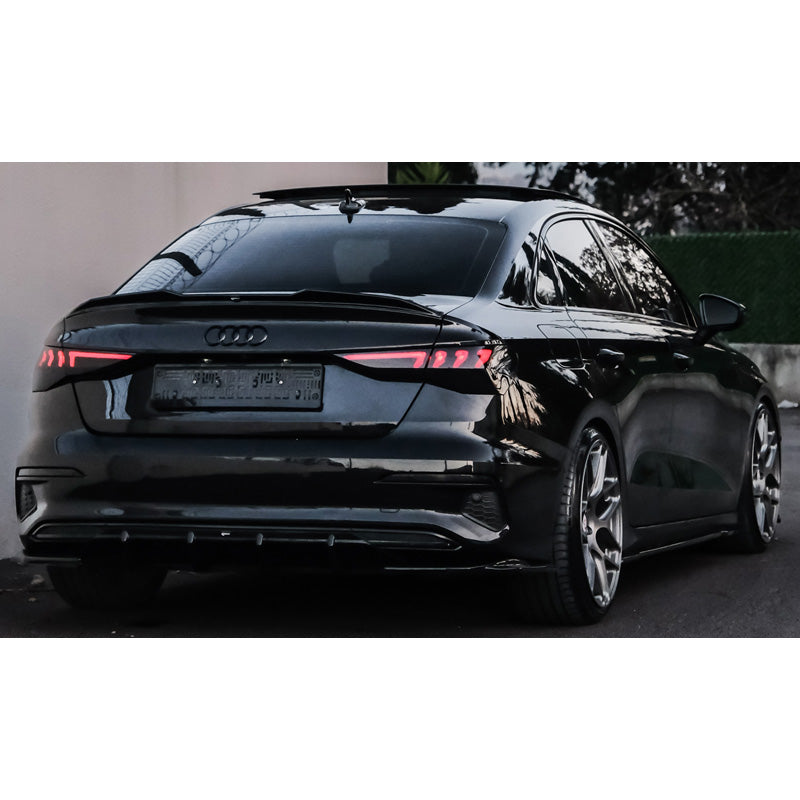 OneWay, Bagkofanger diffusor, Glossy sort, Passer til Audi A3 (8Y) Sedan/Sportback 2020-2024, Uden S-Line/S3/RS3