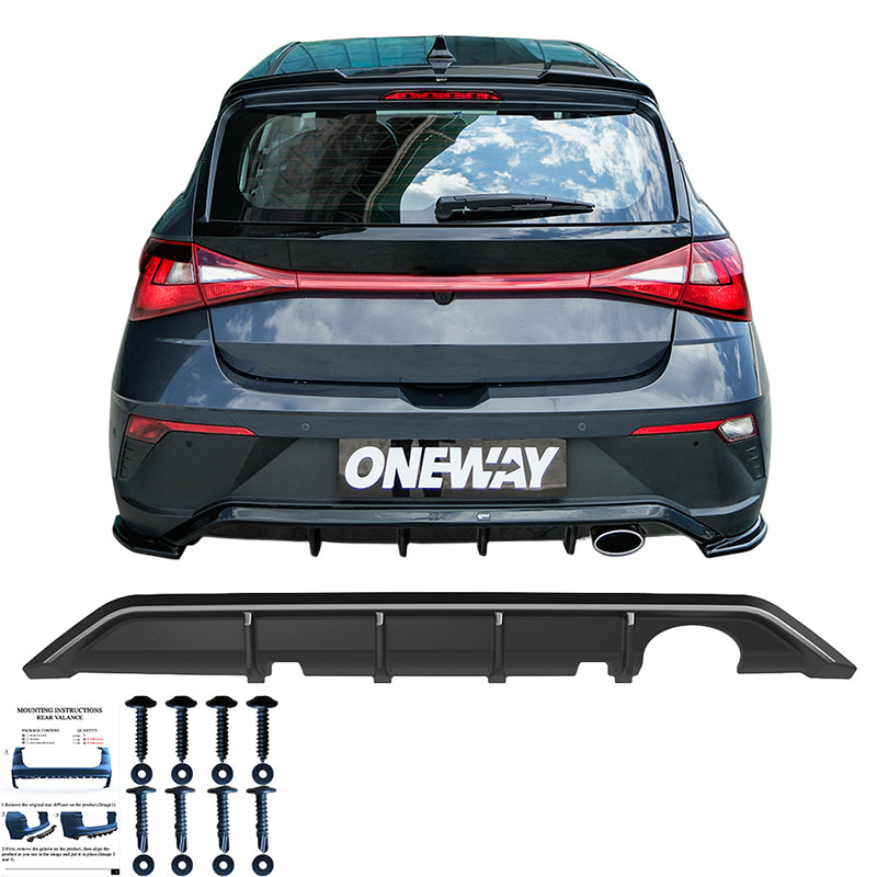 OneWay, Underlæbe, Blank sort, passer til Hyundai i20 III (BC3) Facelift (2023-)