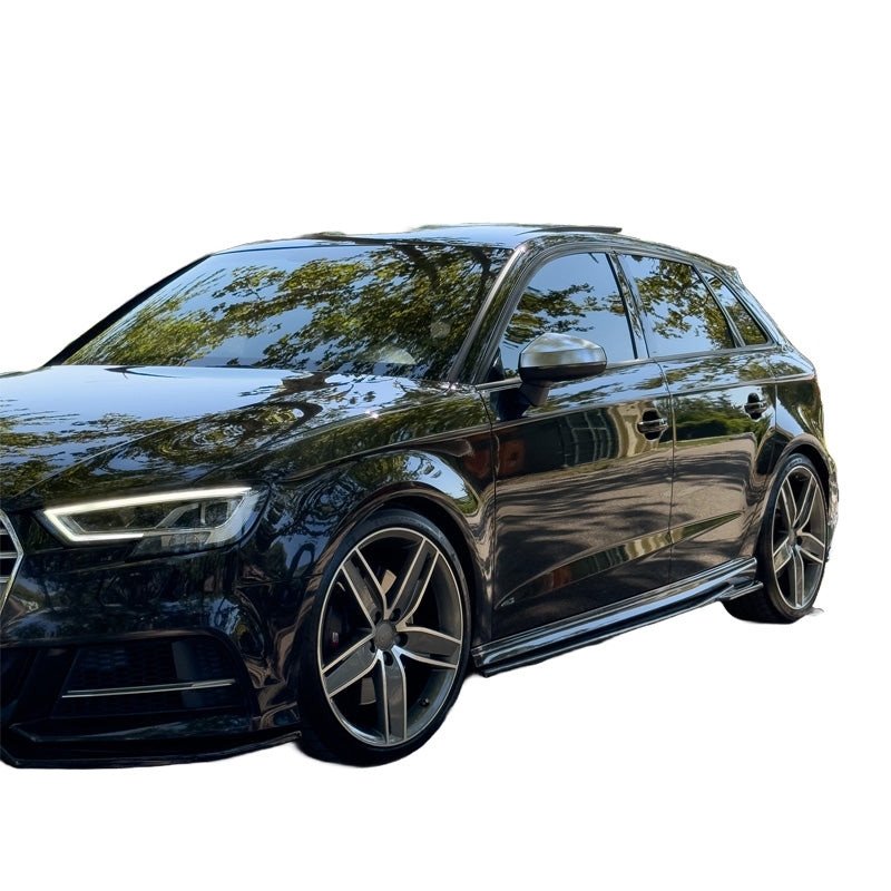 OneWay, Sideskørter, Glanssort, Passer til Audi S3 8V/8V Facelift Sportback (2013-2020) – 2 dele