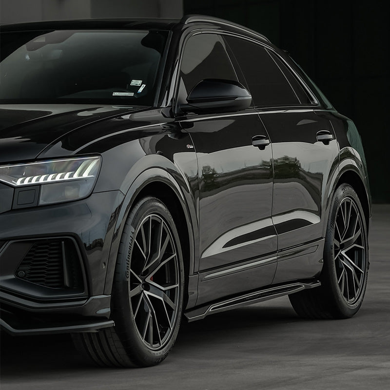 OneWay, Side Skirts i Gloss Black til Audi Q8 S-Line & SQ8 MK1 2018-2023 – 2-delt sæt