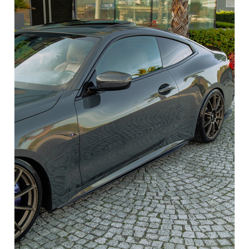 OneWay, Sideskørter, Glossy Sort, Passer til BMW 4-Series G22/G23 Coupe/Convertible M-Pack/M440i 2020-2024 & Facelift 2024