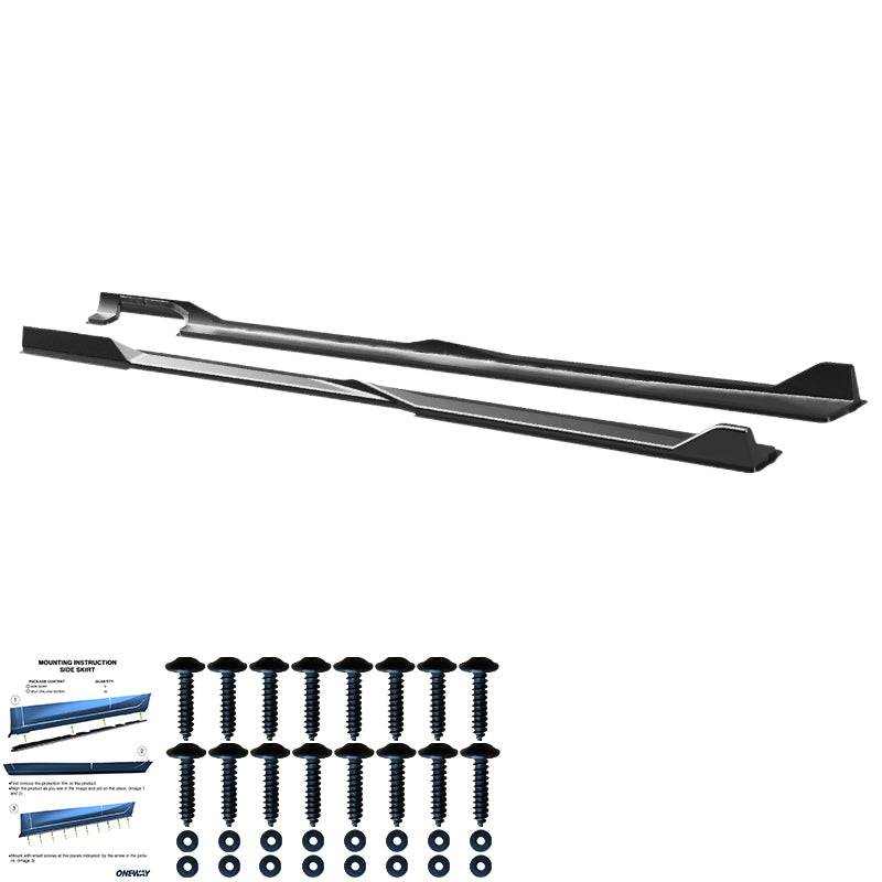 OneWay, Sideskørte, Blank sort, passer til BMW 5-Serie G60/G61 Sedan/Touring M-Pack (2023-), inkl. i5