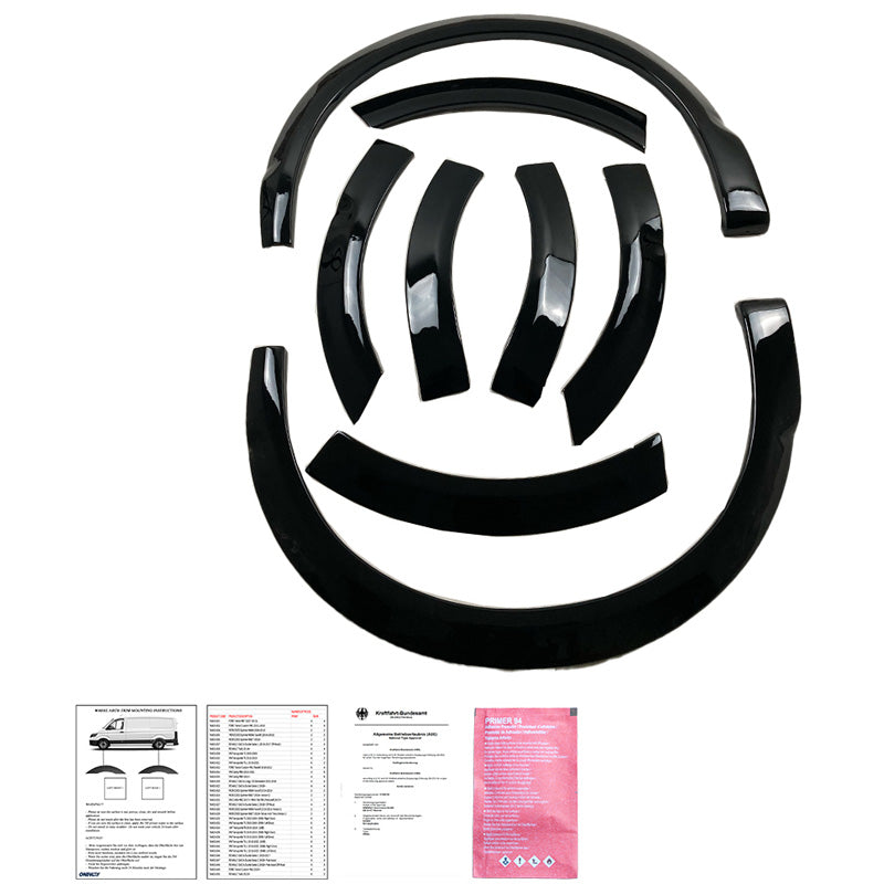 OneWay, Skærmkanter, Glanssort, Passer til Volkswagen Transporter T6.1 (2020-2022), 8 stk.