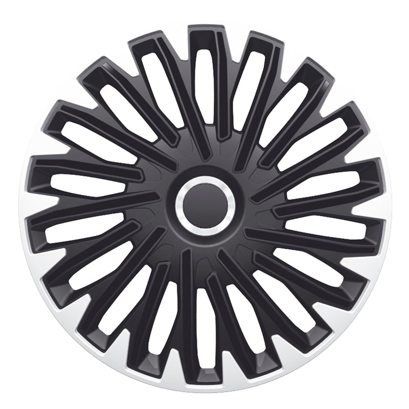 AutoStyle, Satz Radzierblenden Quantum Pro 15-Zoll Silber/Schwarz + Chrom Ringe, ABS, Silber, Schwarz