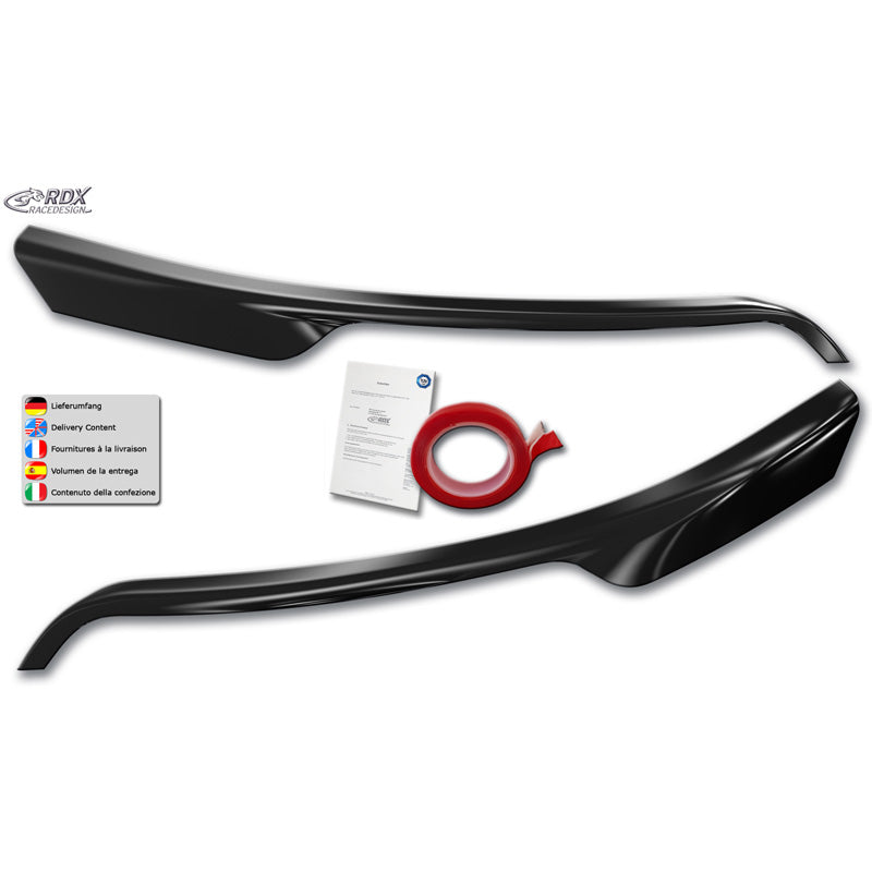 RDX Racedesign Head light spoilers suitable for Ford Transit (silver Halogen headlights) 2014- (ABS Gloss Black)