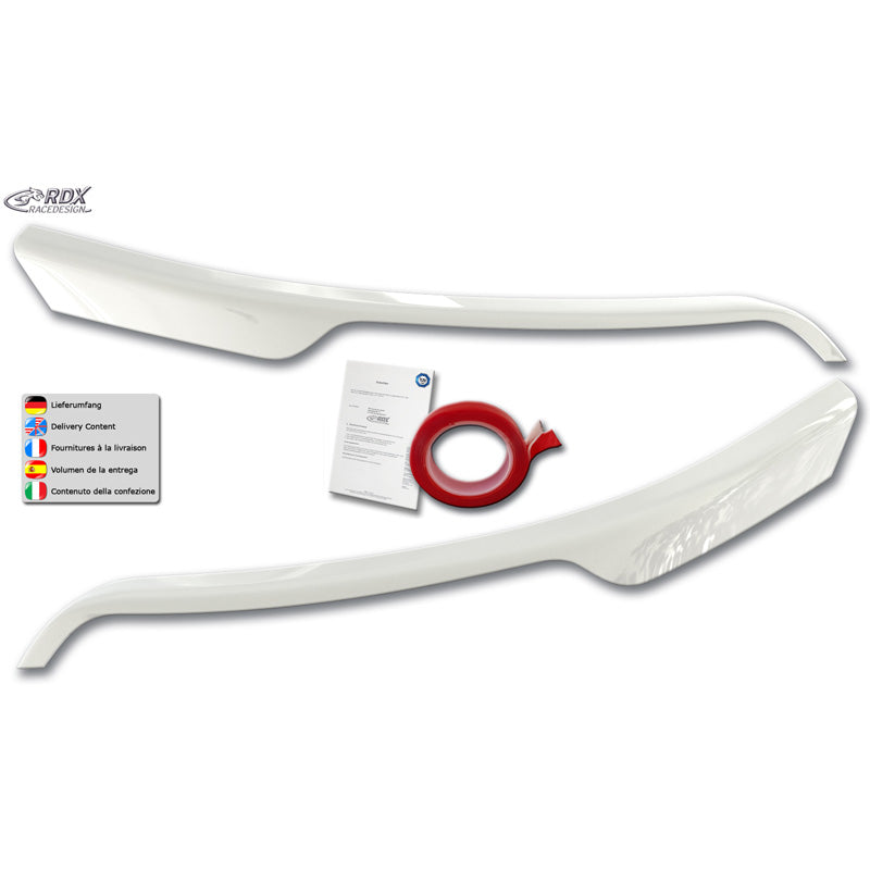 RDX Racedesign Head light spoilers suitable for Ford Transit (silver Halogen headlights) 2014- (ABS Gloss White)