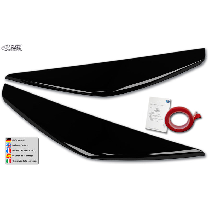 RDX Head light spoilers suitable for Ford Kuga II (DM2) Facelift 2016-2019 (ABS Gloss Black)