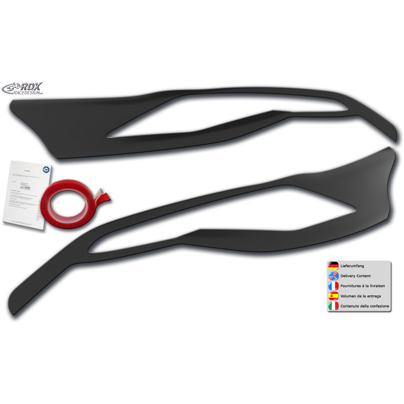RDX Head light spoilers suitable for Ford Transit Custom & Tourneo Custom 2012-2018 (ABS)