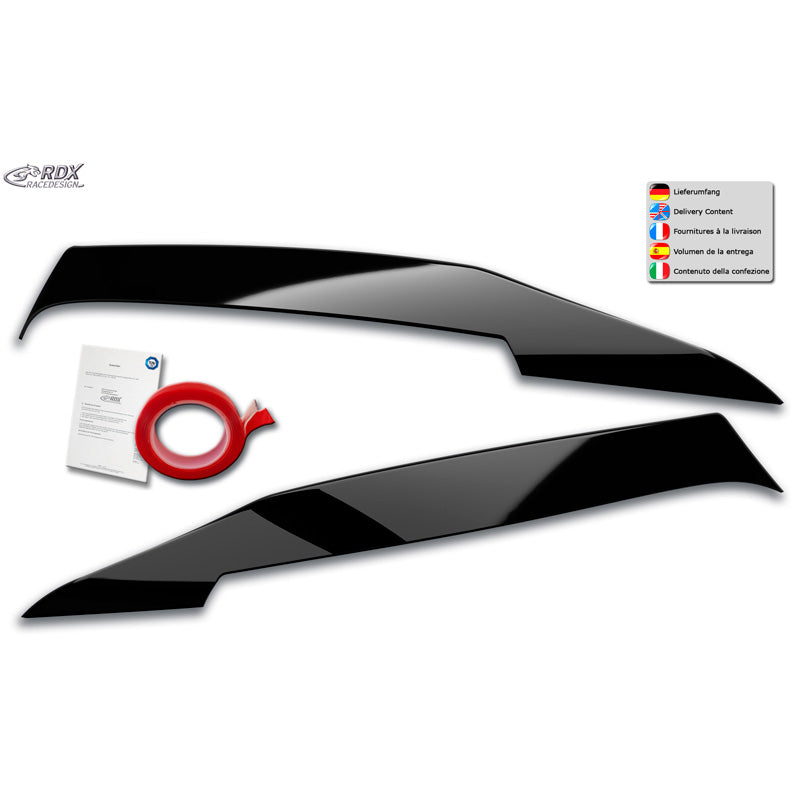RDX Racedesign, Øjenskygger, ABS Glans Sort, Passer til Mercedes C-Class (W205) Sedan/Estate/Coupé 2014-2021