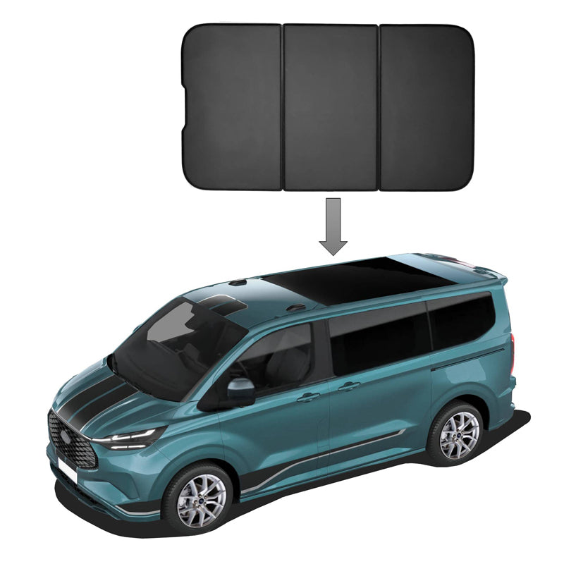 SunClip, Solgardinsæt til Panoramatag, passer til Volkswagen T7 Caravelle (L1) (2024-) & Ford Tourneo Custom (L1) (2023-)