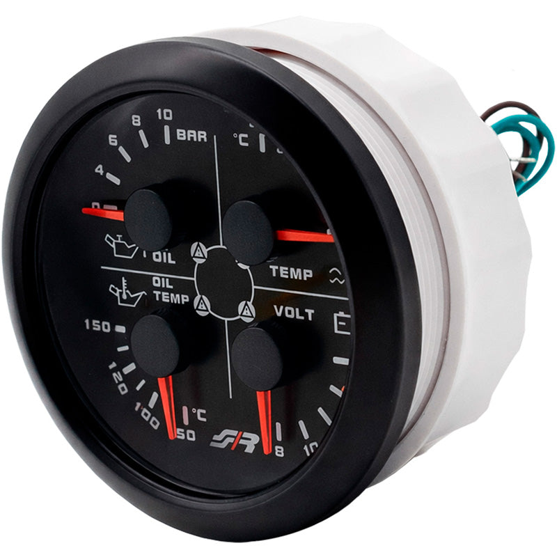 Simoni Racing, Multifunktionelt instrument 3,3'' (85mm), Olie Tryk/ Olie Temperatur / Vand Temperatur / Spænding