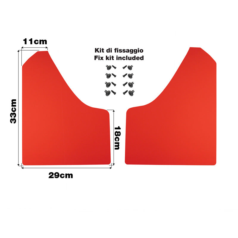 Simoni Racing Universal mud flaps set - Black - incl. mounting screws - Red ABS