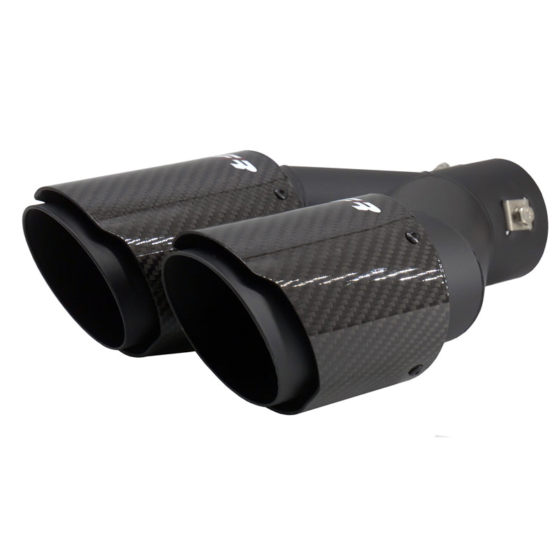 Simoni Racing, Rørhale, Dobbelthøjre Rund/Skrående Sort & Carbon, Ø89xL245-260mm