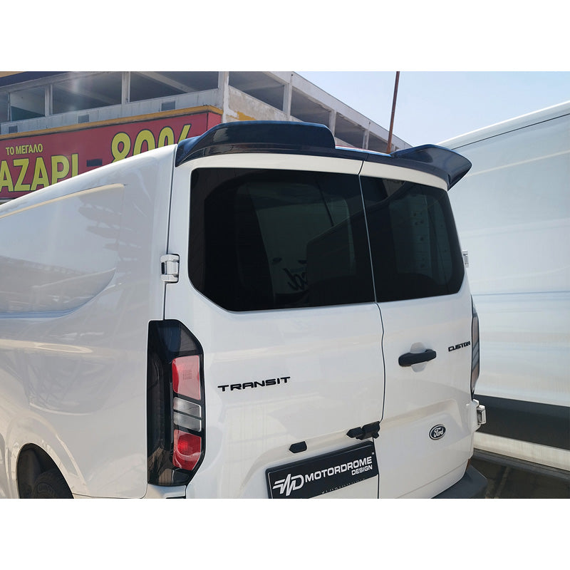 Motordrome Roof spoiler V.3 suitable for Ford Transit Custom (V710) 2023- & Volkswagen Transporter T7 2024- (with 2 barn doors) (PU)
